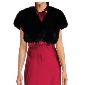 Alex Marie Luxury Faux Fur Cap Sleeve Cape